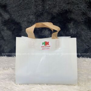 Túi quai ép màu trắng quai nâu