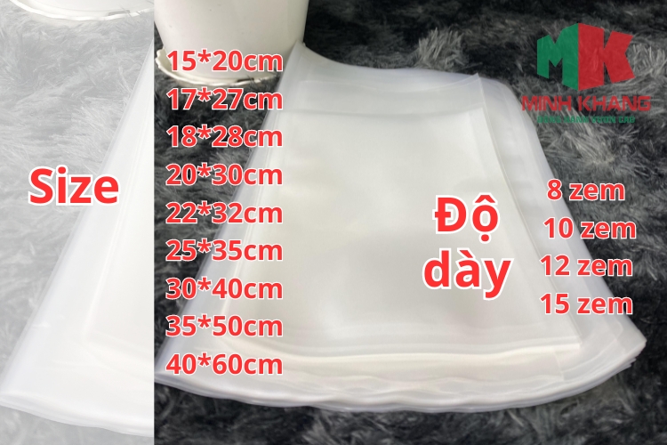 Kích thước túi hút chân không trơn