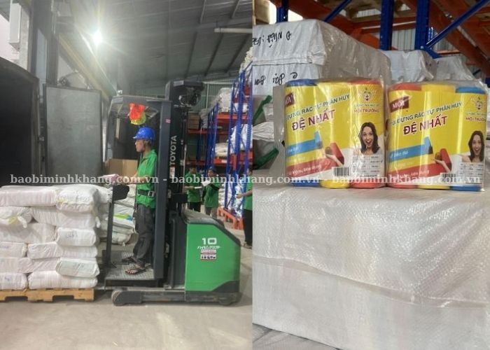 Đội ngũ nhận sự Minh Khang chuẩn bị đơn đặt hàng túi đựng rác cho khách