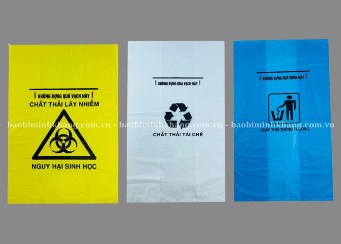 Túi đựng rác y tế in logo và quy định trên túi