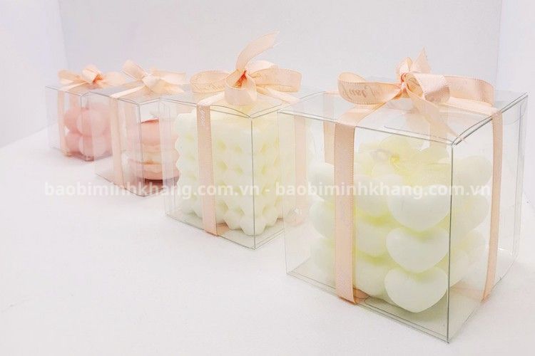 Hộp nhựa vuông trong suốt đựng quà tặng nến thơm