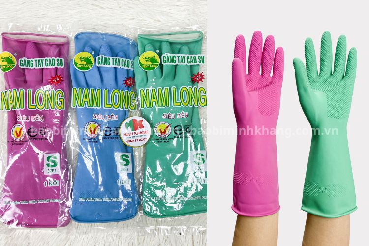 Găng tay cao su siêu bền Nam Long đựng trong túi PP