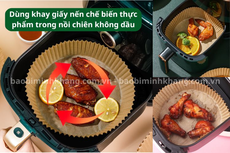 Giấy nến dùng để chiên thức ăn trong nồi chiên không dầu.