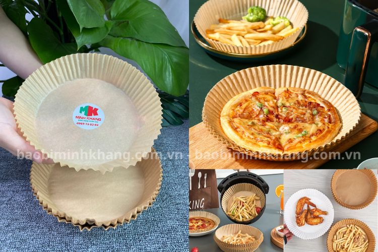 Khay giấy nến được cắt sẵn kích thước vừa vặn với lòng nồi chiên không dầu