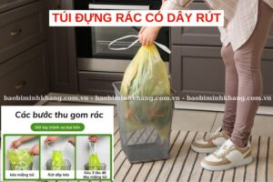 Túi đựng rác có dây rút với thiết kế tiện lợi