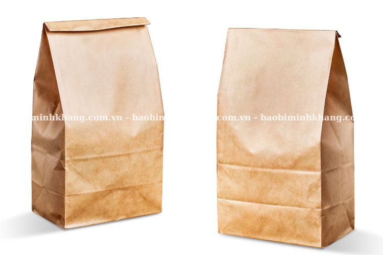 Mẫu túi giấy bánh mì kraft trơn nắp gấp