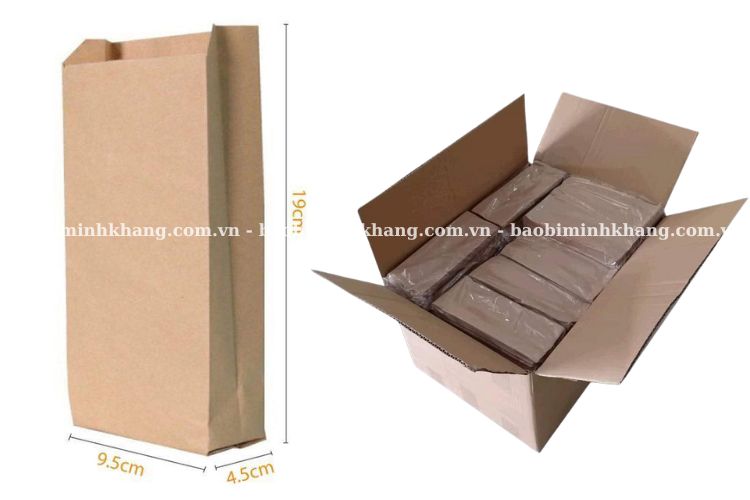 Túi giấy bánh mì kraft nâu không in