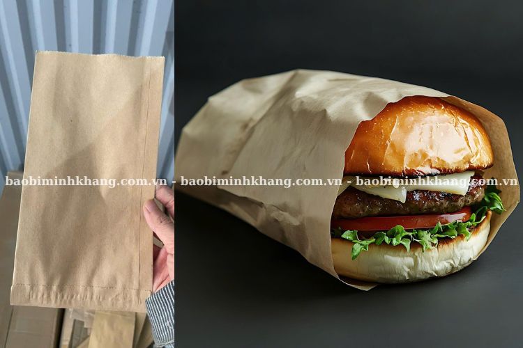 Túi giấy đựng bánh mì trơn không in logo