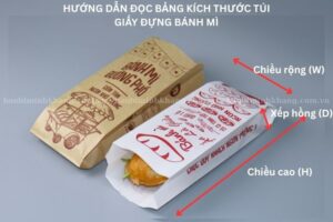 Hướng dẫn đọc kích thước túi giấy đựng bánh mì