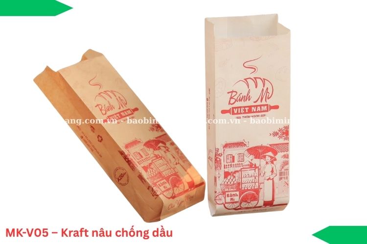 MK-V05 – Kraft nâu chống dầu (Greaseproof) thích hợp takeaway.