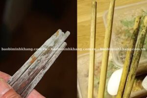 Đũa bị mốc thường có các đốm nhỏ, mùi hôi nhẹ