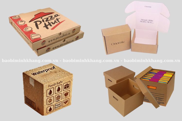 Thùng carton vuông thường dùng để đóng gói mỹ phẩm, thực phẩm, đồ văn phòng phẩm