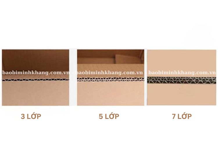Thùng giấy vuông thường có từ 3 đến 7 lớp giấy