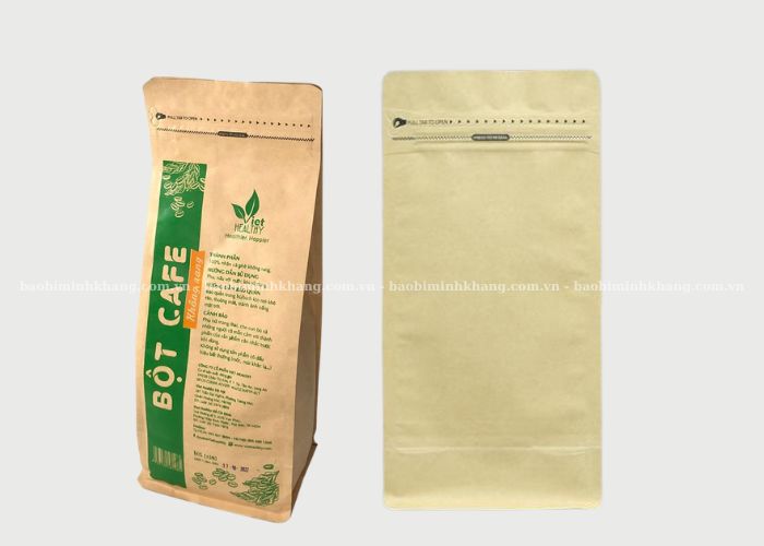 Bao bì giấy Kraft dạng túi zip giấy 8 cạnh