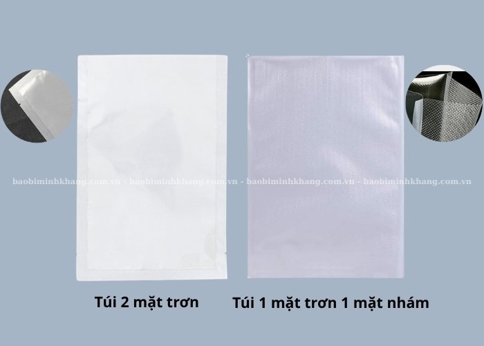 Bao bì hút chân không với hai loại phổ biến là túi 1 mặt nhám và túi 2 mặt trơn