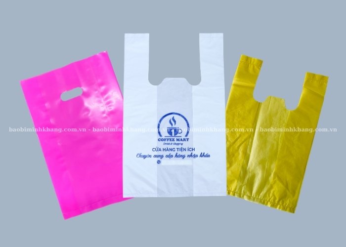 Bao bì túi nilon kiểu dáng túi hột xoài, túi bóng kính, túi xốp hai quai