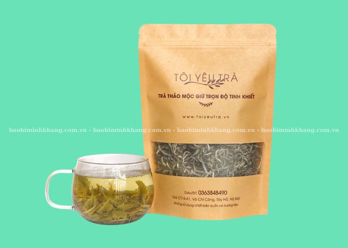 Túi zip giấy đáy đứng đựng trà thảo mộc