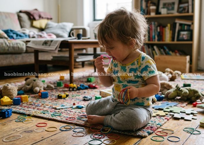 Trẻ nhỏ có nguy cơ nuốt dây thun cao hơn do thói quen đưa vật lạ vào miệng