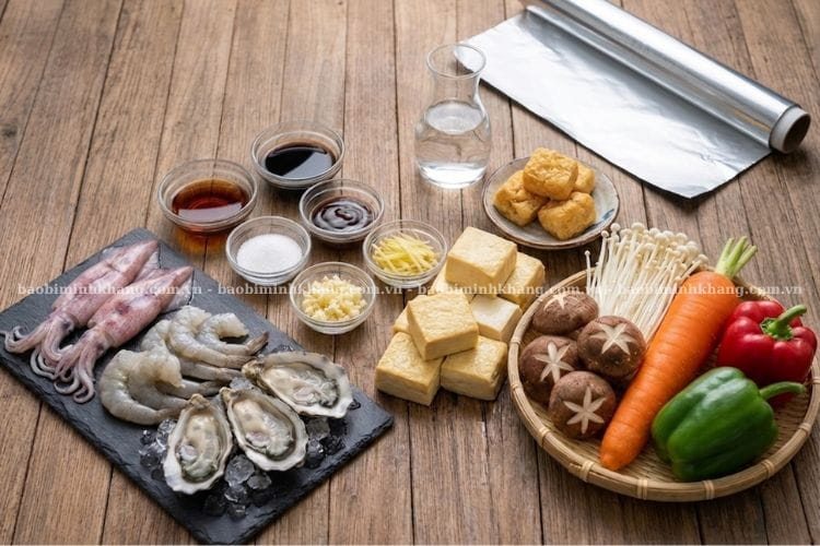 Bạn nên chuẩn bị sẵn đầy đủ nguyên liệu cho món đậu hũ nướng giấy bạc
