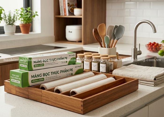 Bạn nên bảo quản cuộn bọc thực phẩm PE ở nơi khô ráo, tránh nhiệt độ cao