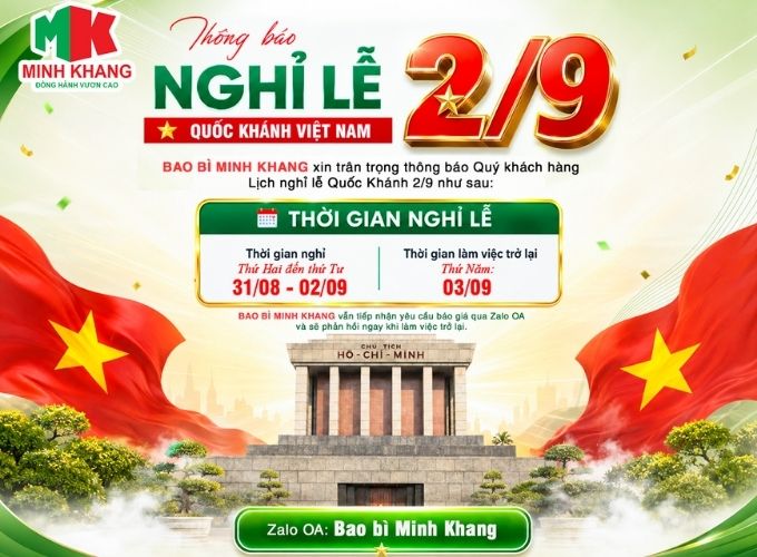 Minh Khang thông báo lịch nghỉ lễ 2-9-2026