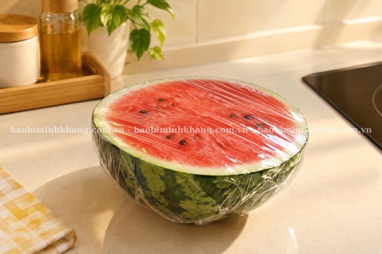 Cách bọc hoa quả bằng màng bọc thực phẩm cho nửa trái còn dư sau khi cắt.