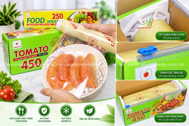 Màng bọc thực phẩm Tomato của Bao Bì Minh Khang đạt chất lượng cao, giá tốt.