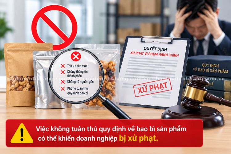 Việc không tuân thủ quy định về bao bì sản phẩm có thể khiến doanh nghiệp bị xử phạt. 